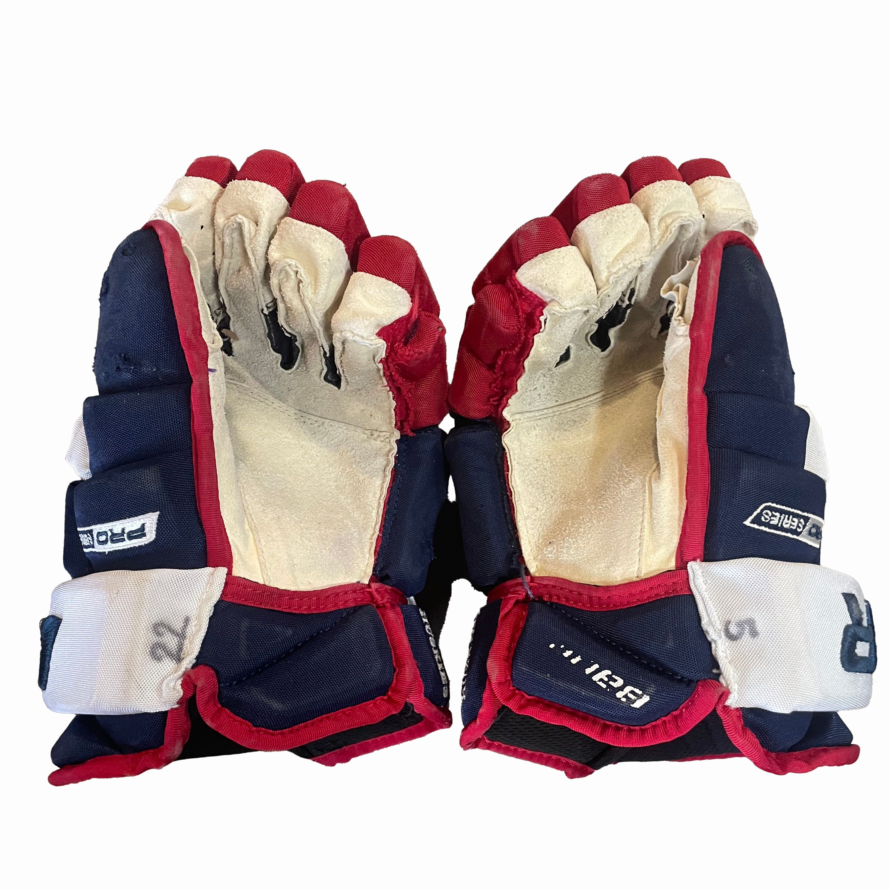 Bauer Pro Series - Gants NCAA Pro Stock d'occasion (bleu marine/rouge/blanc)
